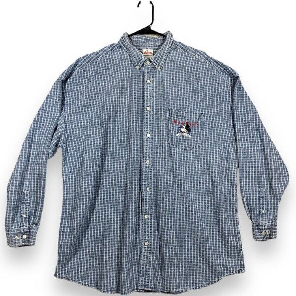 The Disney Store Button Down Shirt Men's Size XXL Embroidered Mickey Mouse VTG
